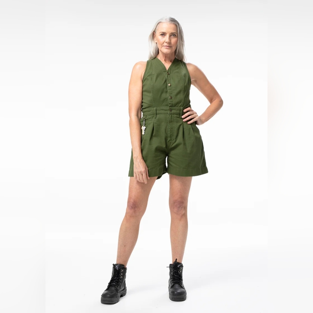 Hunter Green Cropper Roper Suit Romper SÜK Workwear Snap Zip Suk - Picture 2 of 8